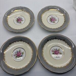 Aynsley Saucer Only England Bone China‎ Lancaster Gray Set of 4